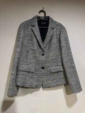 Emporio Armani Black and White Textured Knit Blazer